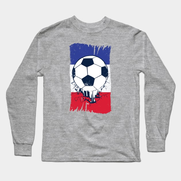 Vintage French Flag with Football // Retro France Soccer Long Sleeve T-Shirt by SLAG_Creative